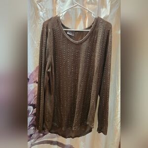 Vocal brown mesh sparkly sweater/tunic  3xl